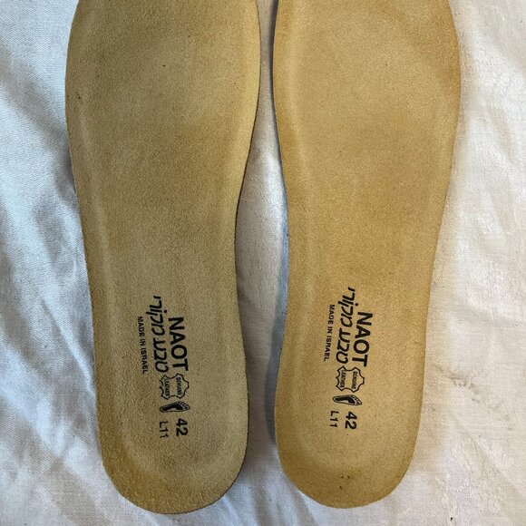 NAOT WOMENS REPLACEMENT FOOTBEDS Insoles EU 42 US L 11 Tan Suede Cork - LIKE NEW - Picture 2 of 8